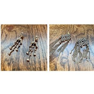 2 Pairs Silver Statement Earring Bundle